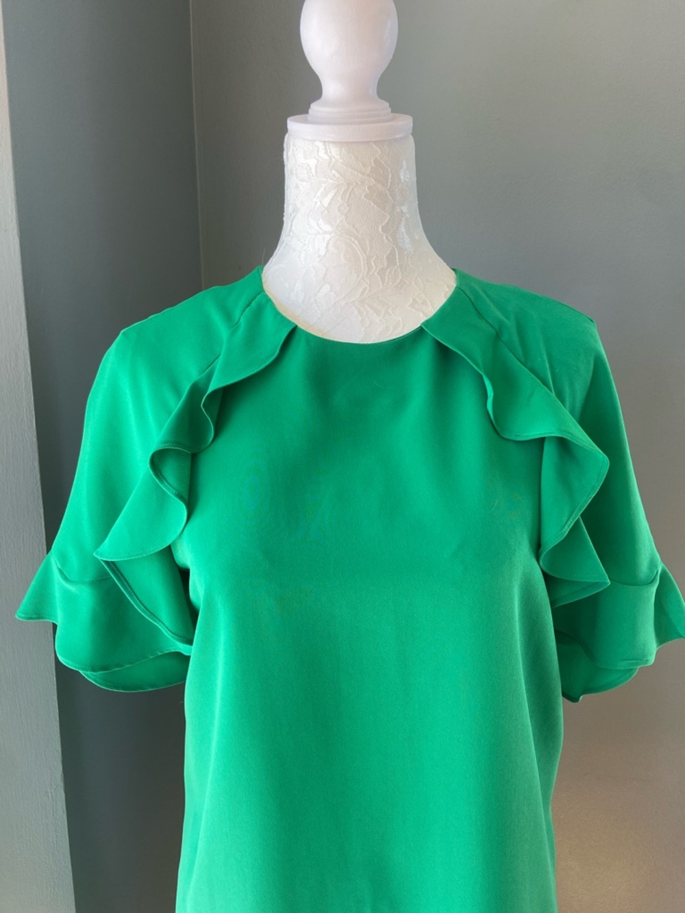 Zara Green Ruffle Shift Dress - Picture 2 of 7